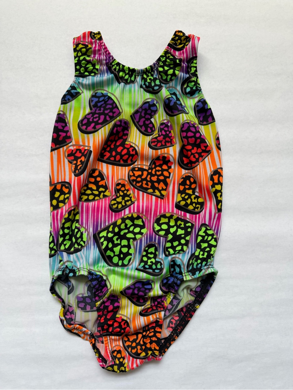Size 5 / 6 (CS) Rainbow Hearts Gymnastics Leotard